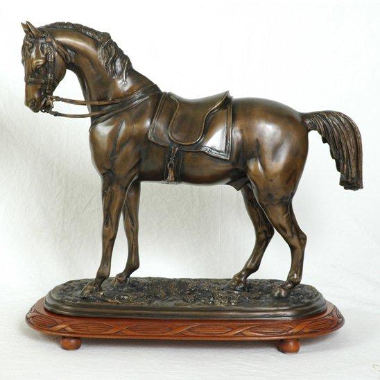 Bronze English Horse on wood base